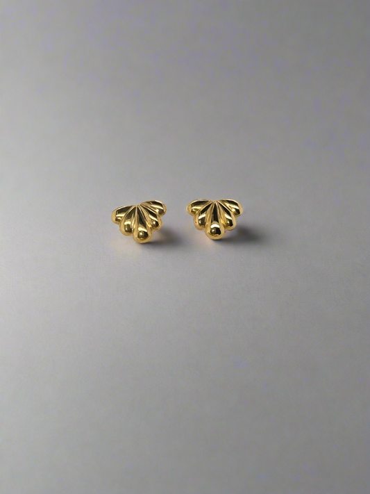 18CT YELLOW GOLD IMPORTED FANCY FAN STUD EARRINGS