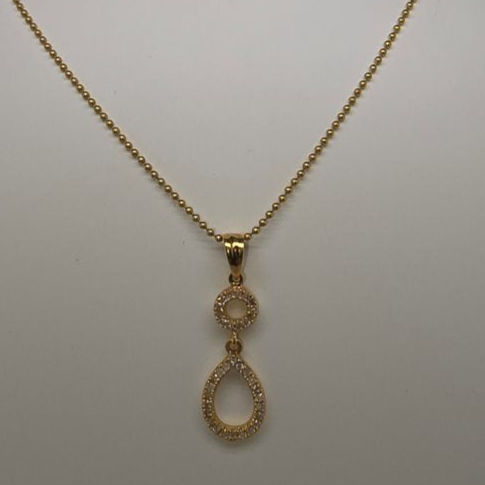 18CT YELLOW GOLD DIAMOND CIRCLE AND TEAR DROP PENDANT