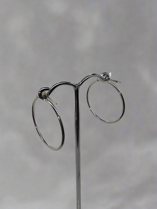 18CT WHITE GOLD IMPORTED 1.2 X 20MM THIN HOOP EARRINGS