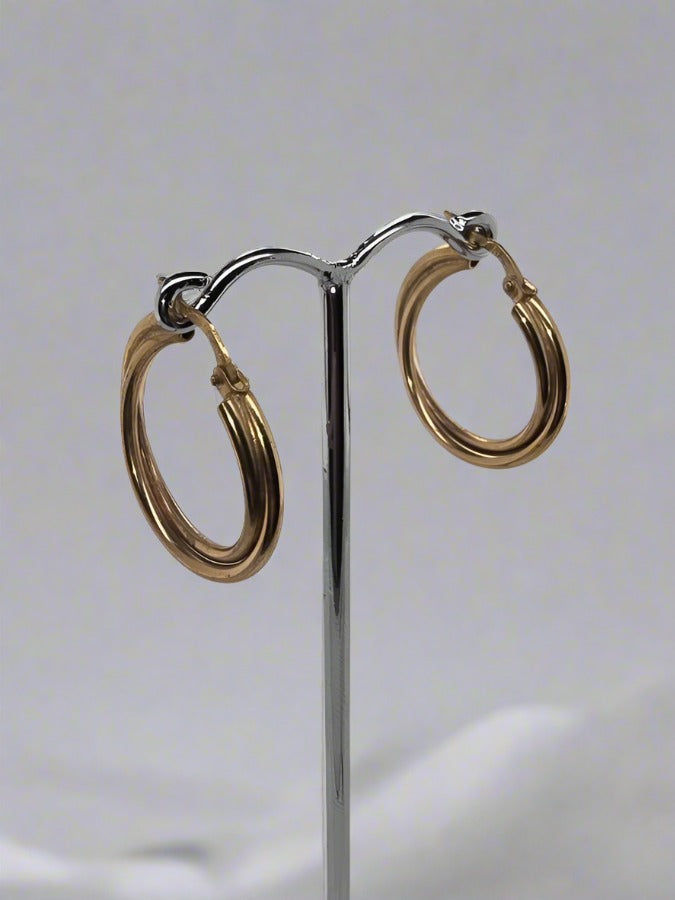 9CT YELLOW GOLD DOUBLE HOOP EARRINGS