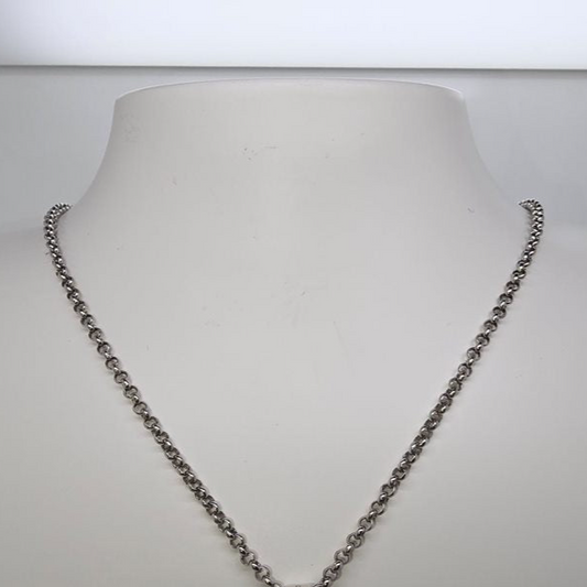 18CT WHITE GOLD ITALIAN IMPORTED 45CM BELCHER CHAIN