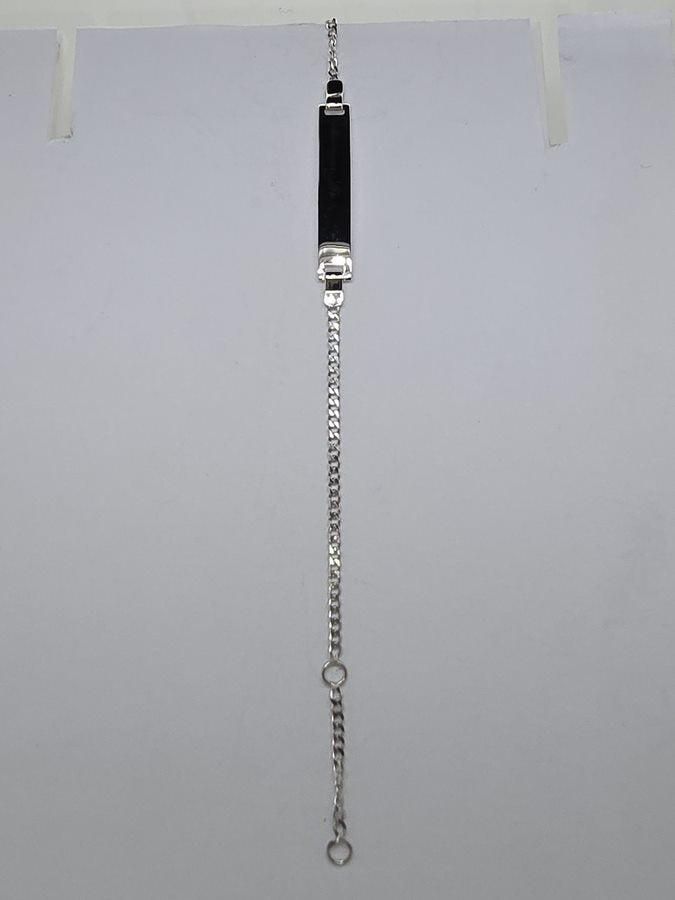 18CT WHITE GOLD IMPORTED 17CM ID BRACELET