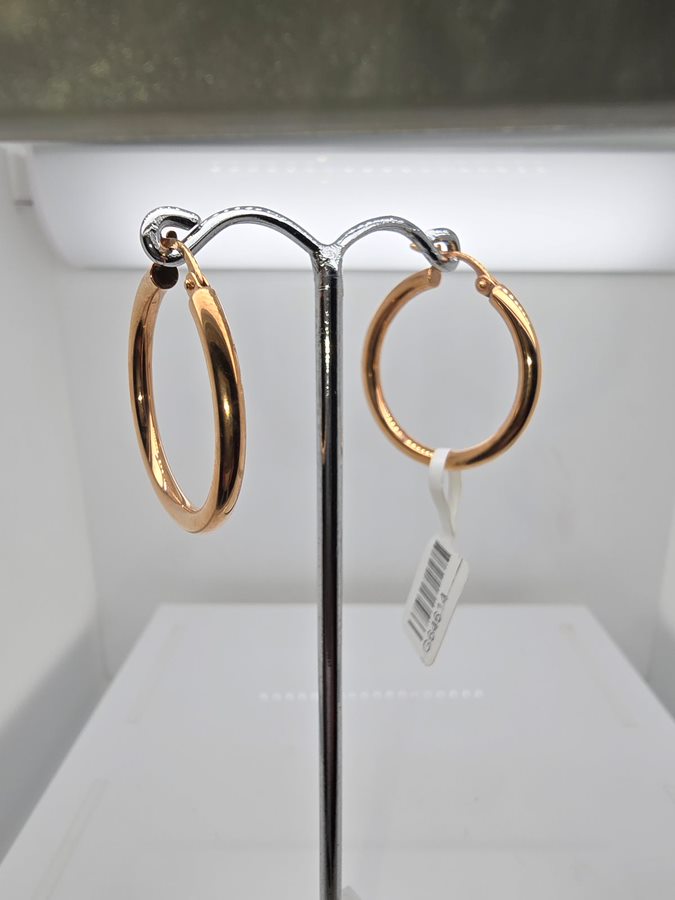 9CT ROSE GOLD IMPORTED 2.5 X 20MM HOOP EARRINGS