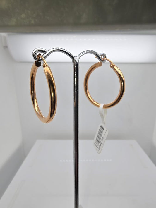 9CT ROSE GOLD IMPORTED 2.5 X 20MM HOOP EARRINGS