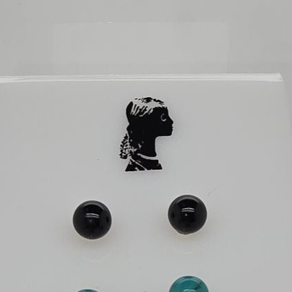 STERLING SILVER 6MM ONYX STUD EARRINGS