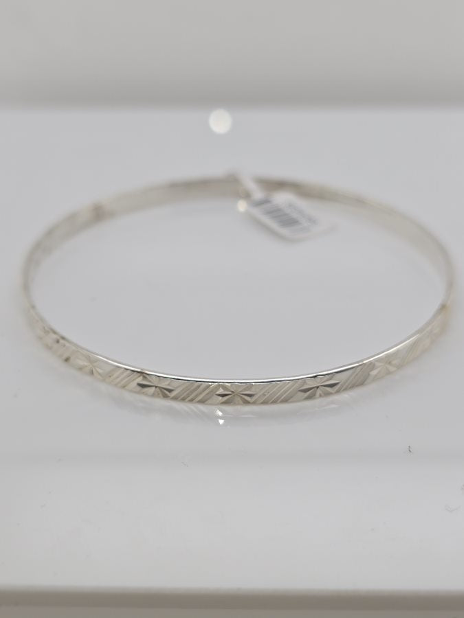 STERLING SILVER ENGRAVED BANGLE