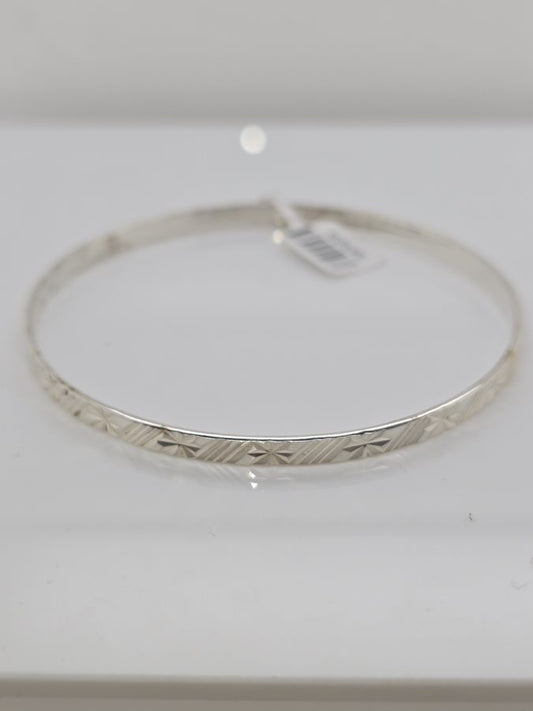 STERLING SILVER ENGRAVED BANGLE