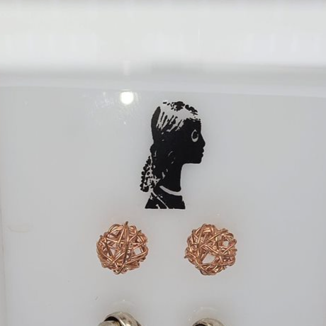 STERLING SILVER ROSE GOLD FANCY WIRE STUD EARRINGS