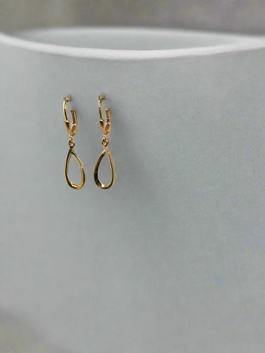 9CT YELLOW GOLD ITALIAN IMPORTED TEAR DROP EARRINGS WITH EUROCLIPS