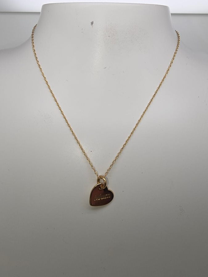 9CT YELLOW GOLD SMALL LOVE HEART PENDANT WITH FINE DOUBLE CABLE CHAIN