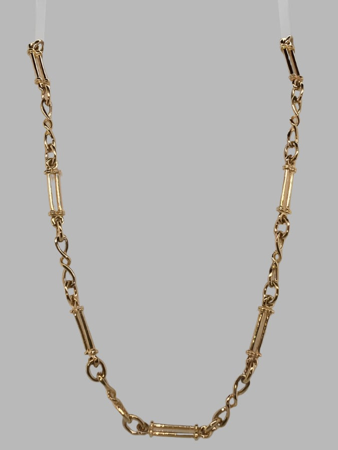 9CT YELLOW GOLD 66CM HANDMADE SOLID LINK FANCY NECKALCE 23.85GRAMS