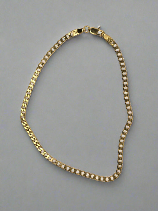 9CT YELLOW GOLD IMPORTED 21CM CURB BRACELET