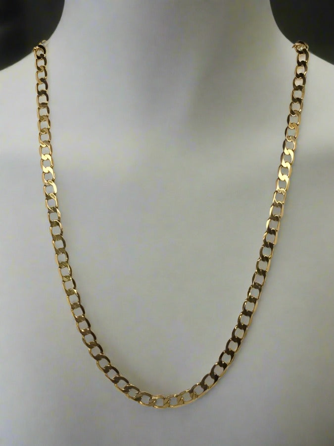 9CT YELLOW GOLD DIAMOND CUT 55CM CURB CHAIN 5.87GRAMS.