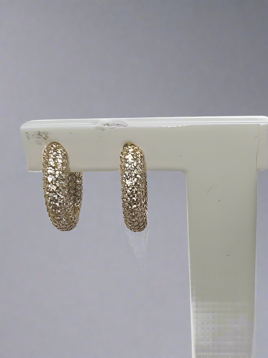 9CT YELLOW GOLD PAVE CUBIC ZIRCONIA IMPORTED EARRINGS