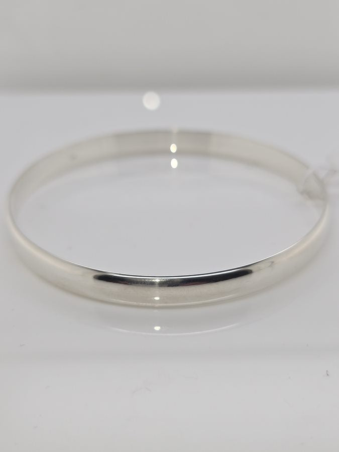 STERLING SILVER SOLID HANDMADE BANGLE 1/2 ROUND BANGLE