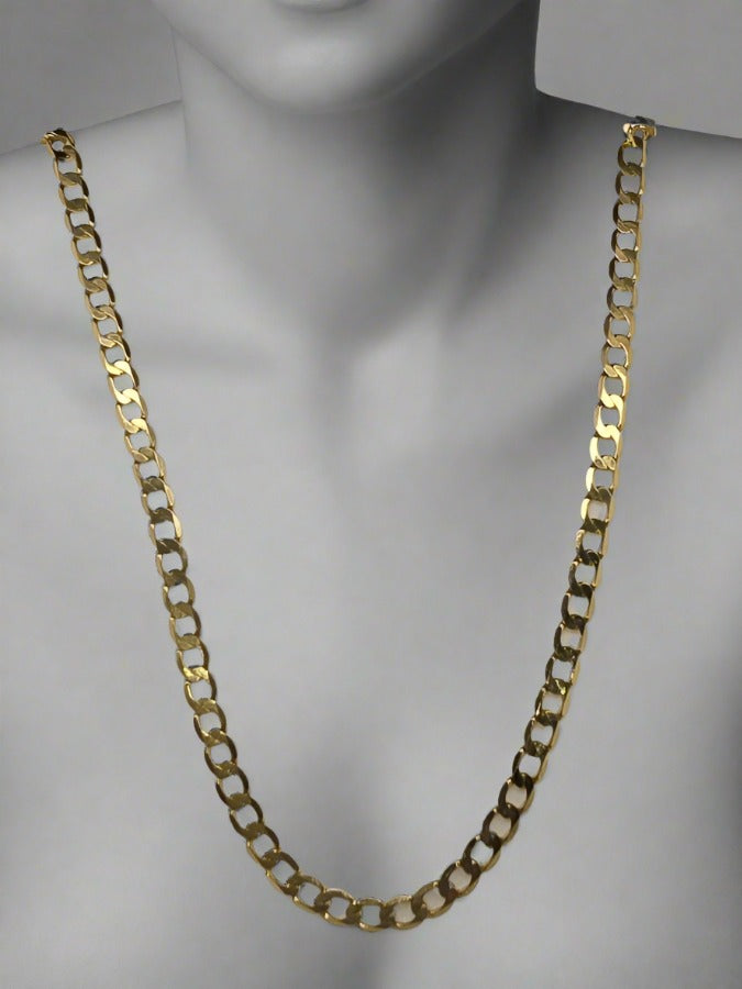 9CT YELLOW GOLD DIAMOND CUT 50CM CURB CHAIN 5.54GRAMS.