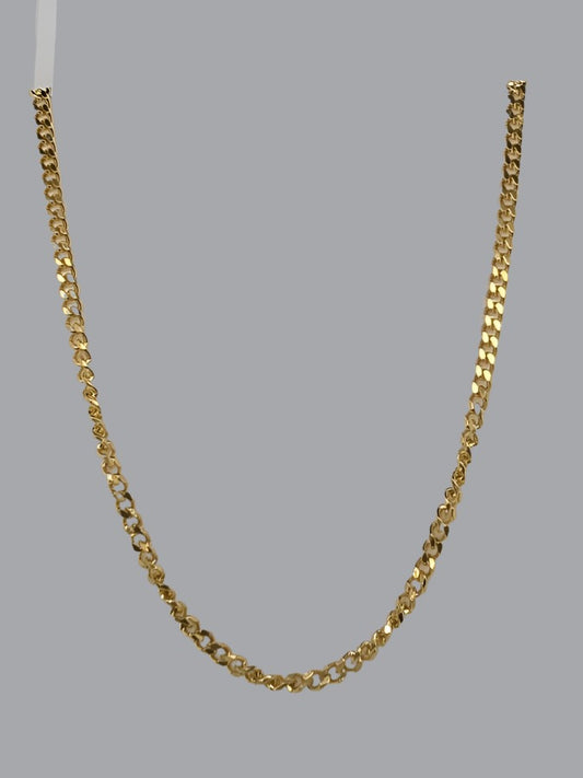 9CT YELLOW GOLD 50CM DIAMOND CUT SOLID CURB CHAIN 10.28GRAMS