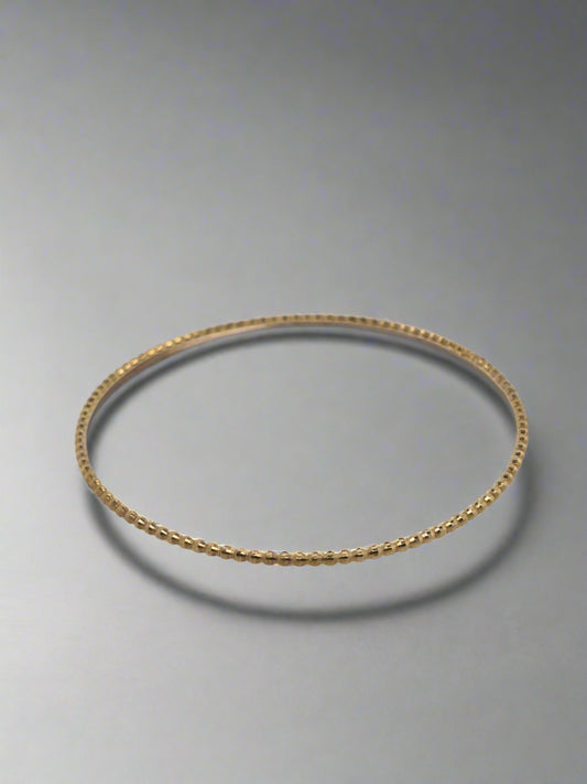 9CT YELLOW GOLD BEAD BANGLE