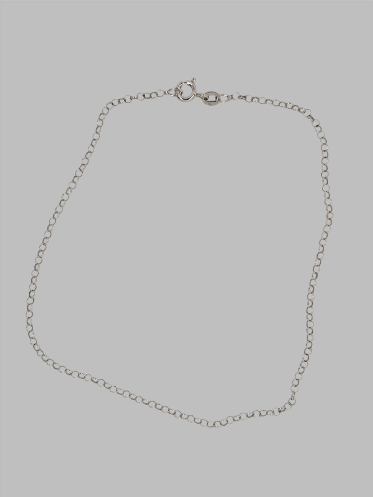 9CT WHITE GOLD ITALIAN 25CM BELCHER ANKLET.