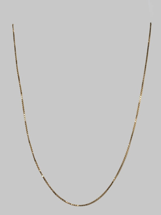 9CT YELLOW GOLD ITALIAN BOX CHAIN 42CM 1.28GRAMS