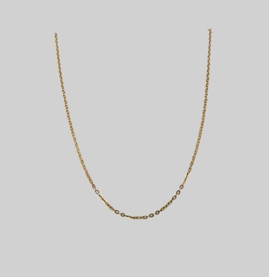 9CT YELLOW GOLD ITALIAN 50CM SOILD OVAL LINK CHAIN 2GRAMS