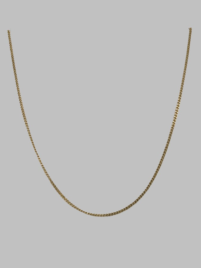 9CT YELLOW GOLD IMPORTED ITALIAN 45CM SOLID CURB CHAIN 1.53GRAMS.