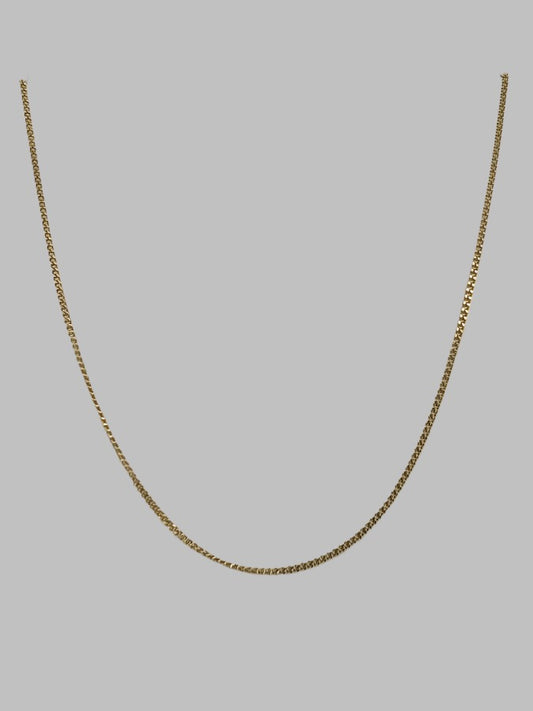 9CT YELLOW GOLD IMPORTED ITALIAN 45CM SOLID CURB CHAIN 1.53GRAMS.