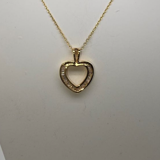 18CT YELLOW GOLD SMALL DIAMOND OPEN HEART PENDANT