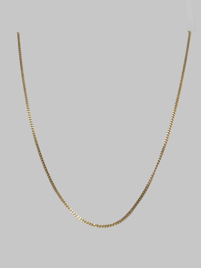 9CT YELLOW GOLD IMPORTED ITALIAN 45CM SOLID CURB CHAIN 1.53GRAMS.