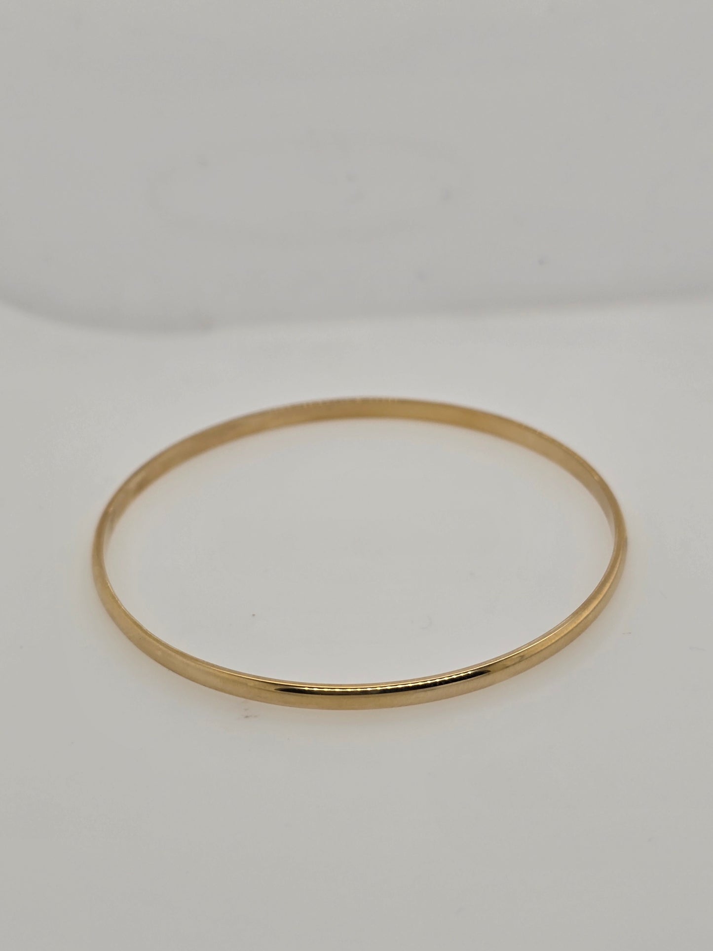 9CT YELLOW GOLD 3 X 63MM SOLID HALF ROUND BANGLE 9.52GRAMS