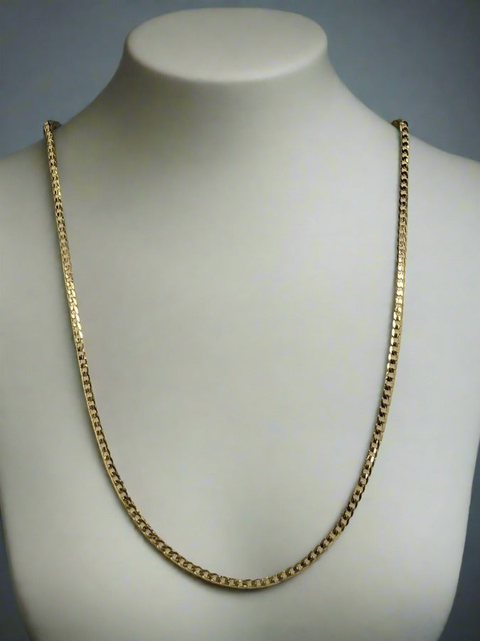 9CT YELLOW GOLD IMPORTED 50CM FINE CURB CHAIN 2GRAMS.