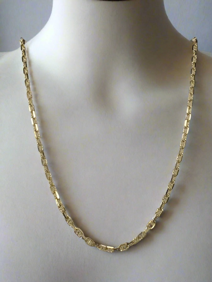 9CT YELLOW GOLD IMPORTED 55CM FANCY ANCHOR CHAIN 6.5GRAMS.