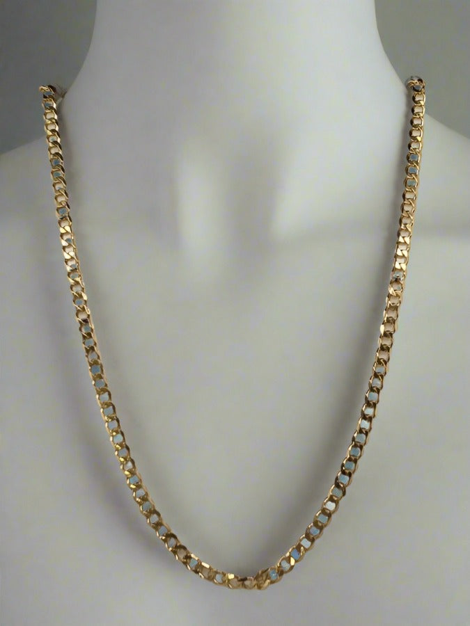 9CT YELLOW GOLD IMPORTED ITALIAN 55CM SOLID CURB CHAIN 6.88GRAMS