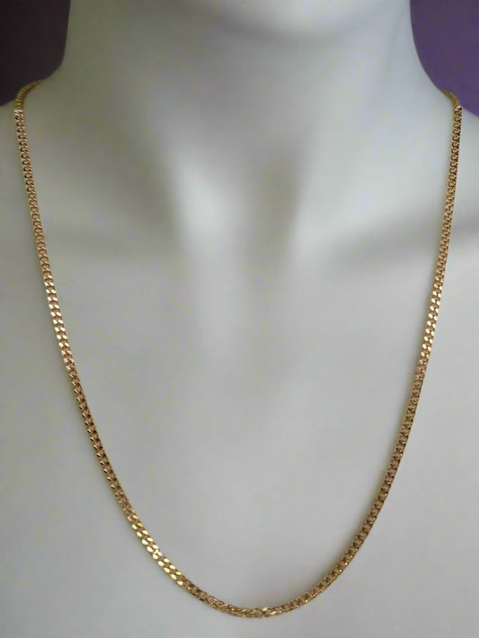 9CT YELLOW GOLD IMPORTED ITALIAN FINE SOLID CURB CHAIN 50CM 2.67GRAMS