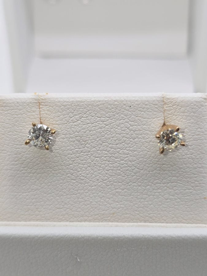 9CT YELLOW GOLD 4 CLAW SET DIAMOND STUD EARRINGS