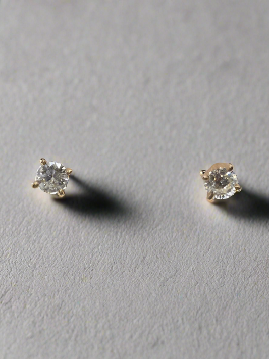 9CT YELLOW GOLD 4 CLAW SET DIAMOND STUD EARRINGS