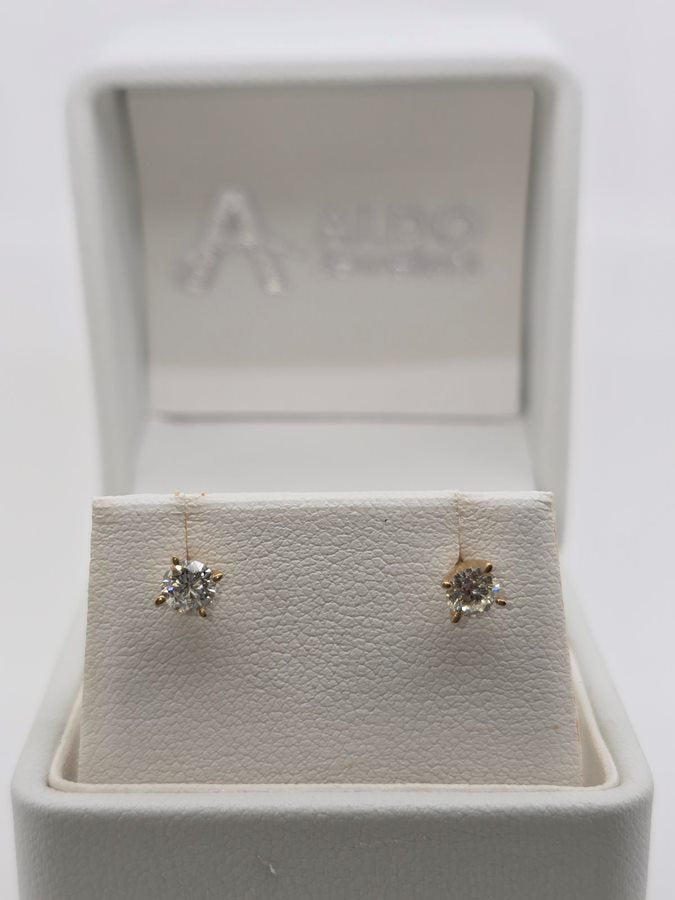 9CT YELLOW GOLD 4 CLAW SET DIAMOND STUD EARRINGS