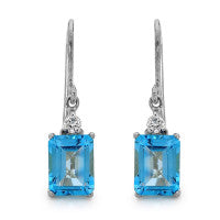 9CT WHITE GOLD BLUE TOPAZ DROP EARRINGS