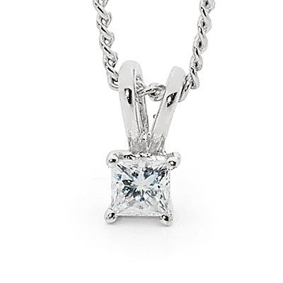 9CT WHITE GOLD PRINCESS CUT DIAMOND PENDANT