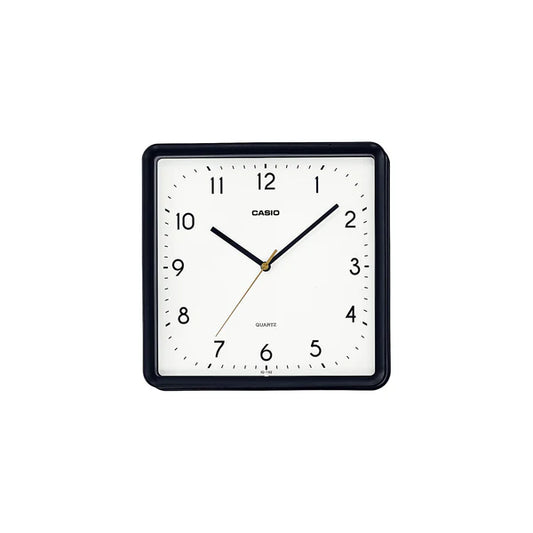 CASIO WALL CLOCK SQUARE BLACK CASE WHITE FACE. IQ152-1D
