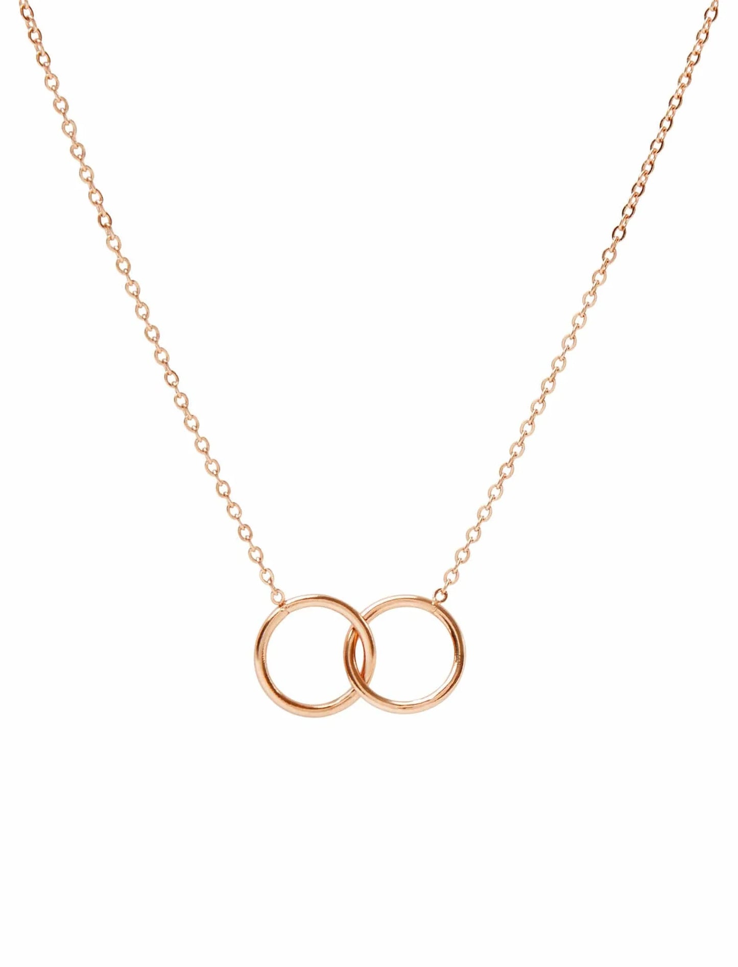 PASTICHE STAINLESS STEEL ROSE GOLD PLATED TALIA DOUBLE CIRCLE NECKLACE