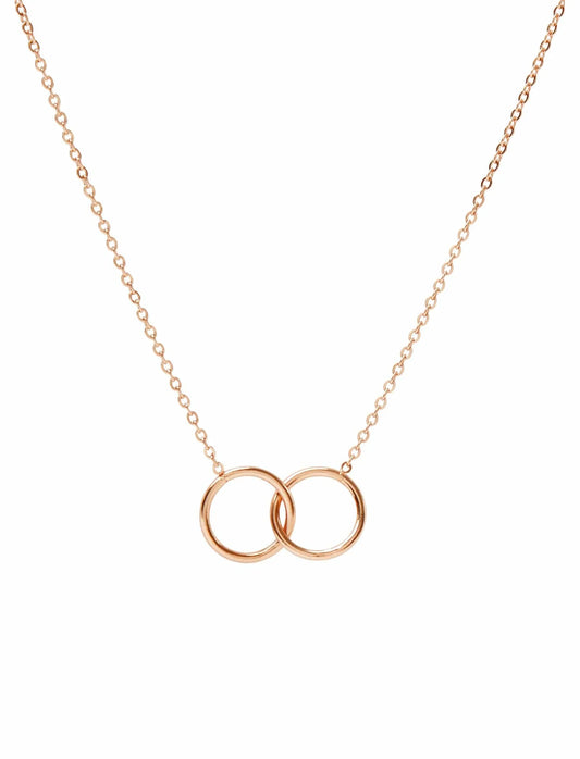 PASTICHE STAINLESS STEEL ROSE GOLD PLATED TALIA DOUBLE CIRCLE NECKLACE