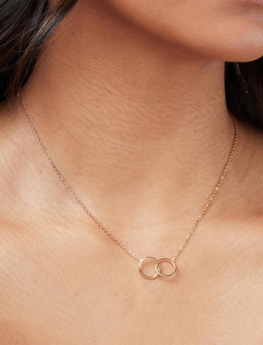 PASTICHE STAINLESS STEEL ROSE GOLD PLATED TALIA DOUBLE CIRCLE NECKLACE