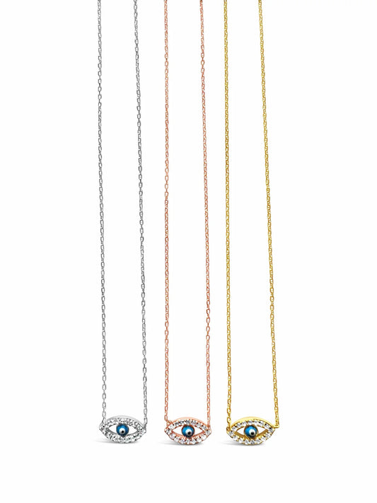 SUE SENSI KEEP FROM HARM CUBIC ZIRCONIA EYE NECKLACE