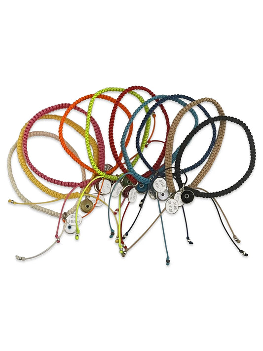 SUE SENSI MOMENTS ANKLET RED CORD WITH EVIL EYE.