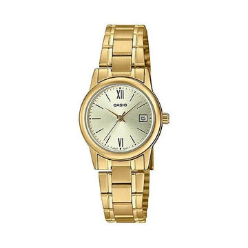 CASIO WATCH GOLD PLATED BAND,CASE AND FACE WITH DATE. LTPV002G-9B3
