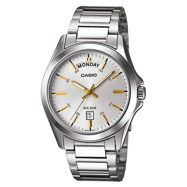CASIO ANALOGUE WATCH TWO TONE STAINLESS STEEL BAND. MTP1370D-7A2