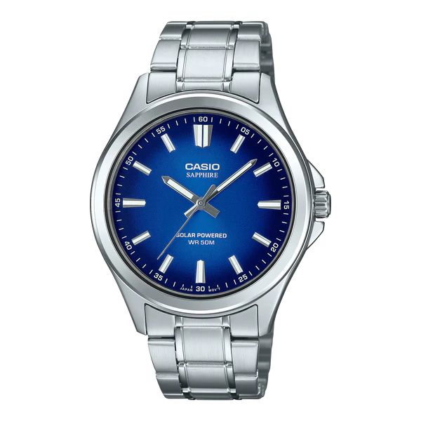CASIO WATCH SOLAR POWER SAPPHIRE GLASS STAINLESS STEEL BAND. MTSRS100D-2A