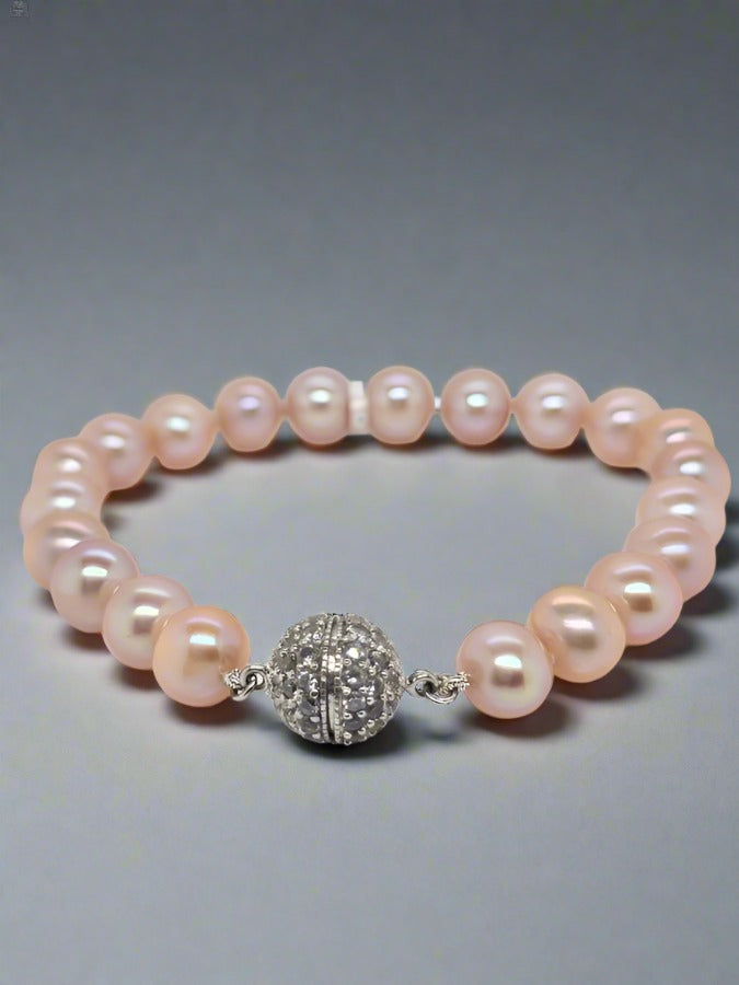 PINK FRESHWATER PEARL 21CM BRACELET