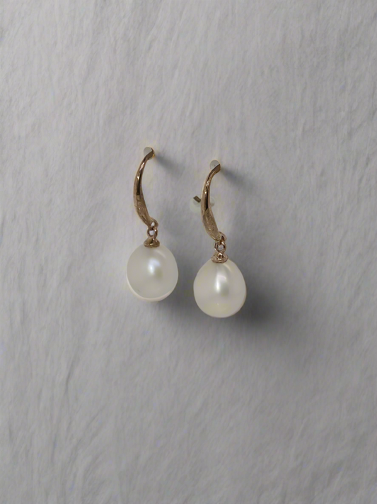 9CT ROSE GOLD FRESHWATER PEARL DROP EARRINGS